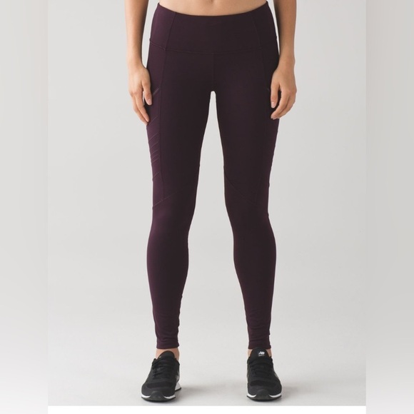 Lululemon | Fresh Tracks Tight Leggings Black Cherry Size 4 Yoga Running Active - Picture 1 of 14